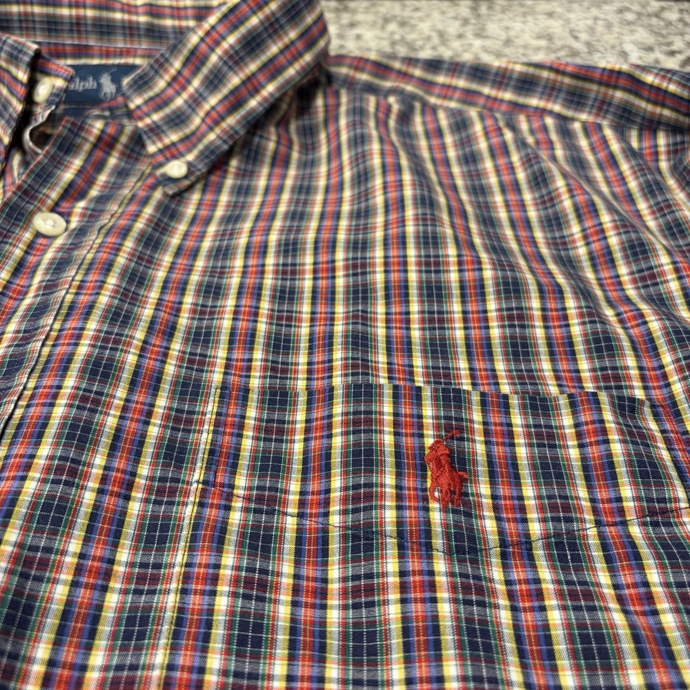 Ralph Lauren Mens 2XL Blake Plaid Woven Cotton Long Sleeve Button-Down Shirt